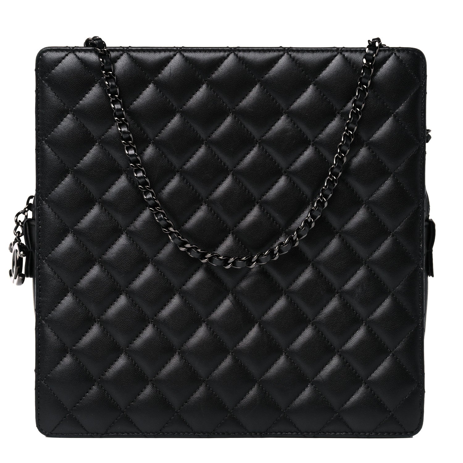 Chanel Lambskin Quilted Square Shopping Tote So Black 1 of 13