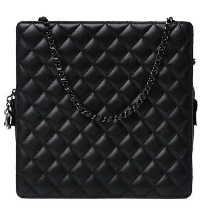 Chanel Lambskin Quilted Square Shopping Tote So Black 1 of 13