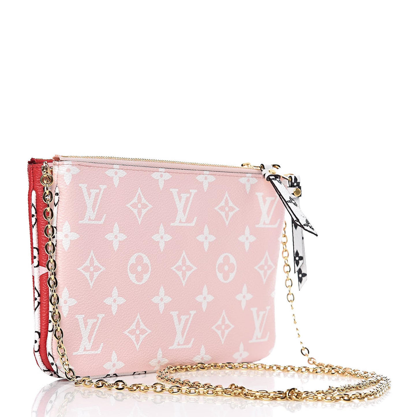 Monogram Giant Double Zip Pochette Rouge