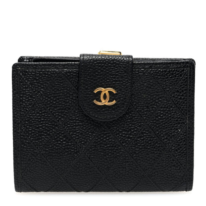 Chanel Caviar Diamond Stitched Compact French Wallet Black 1 of 7