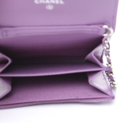 Chanel Lambskin Quilted Flap Card Holder On Chain Violet Purple 4 of 8