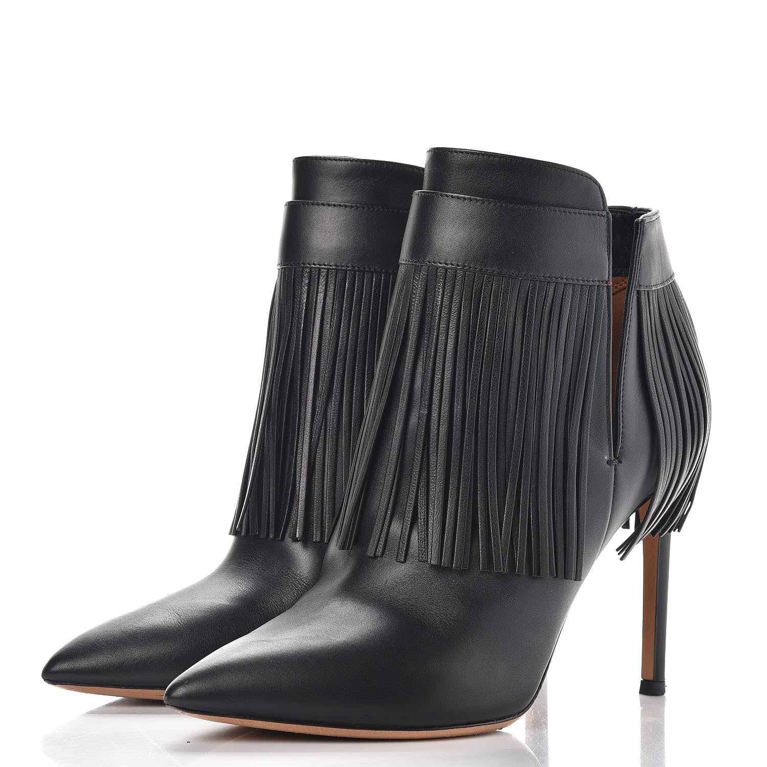 Valentino Garavani Calfskin Rockee Fringe Ankle Boots 36 Black 3 of 13
