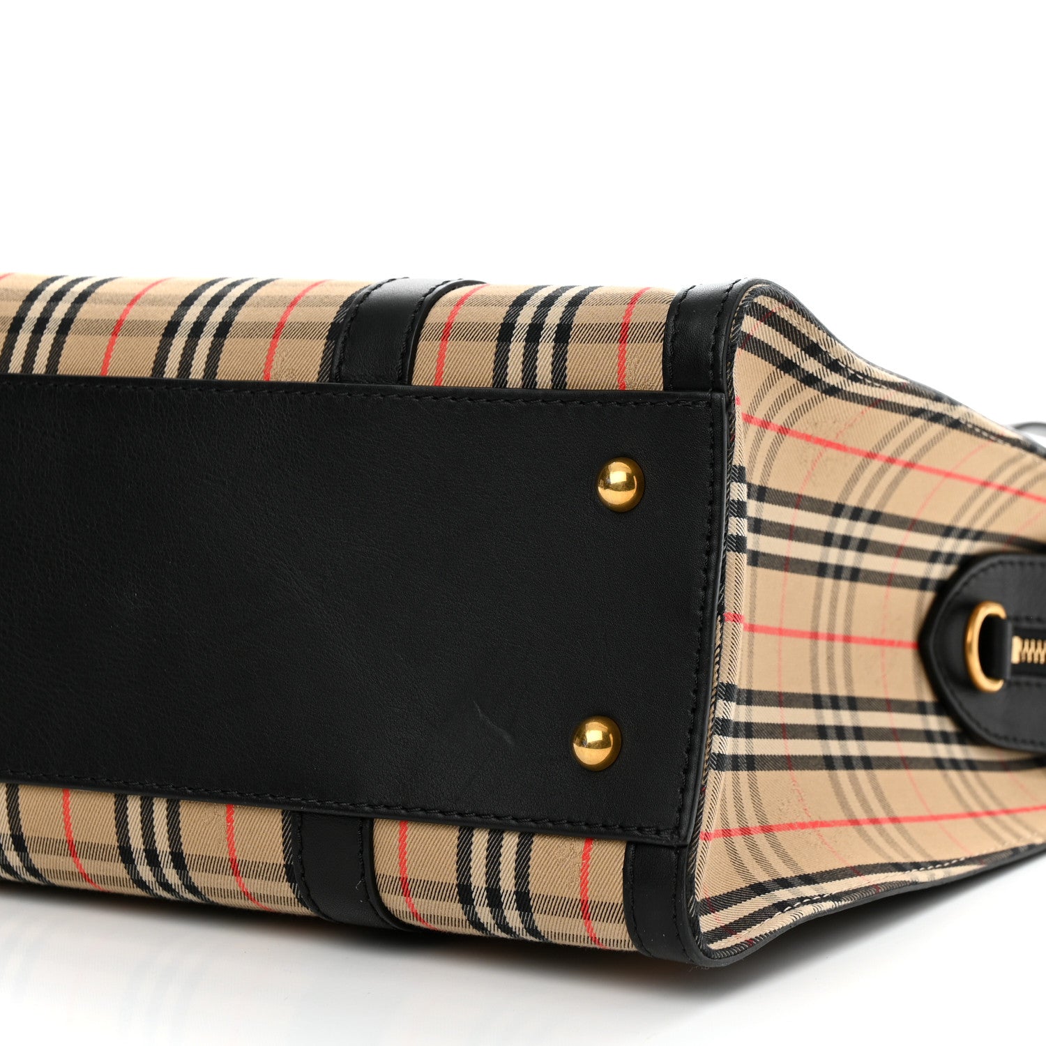 Burberry Calfskin 1983 Knight Check Link Medium Zip Tote Black 10 of 10