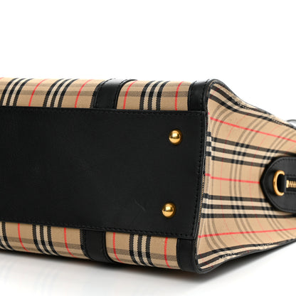 Burberry Calfskin 1983 Knight Check Link Medium Zip Tote Black 10 of 10