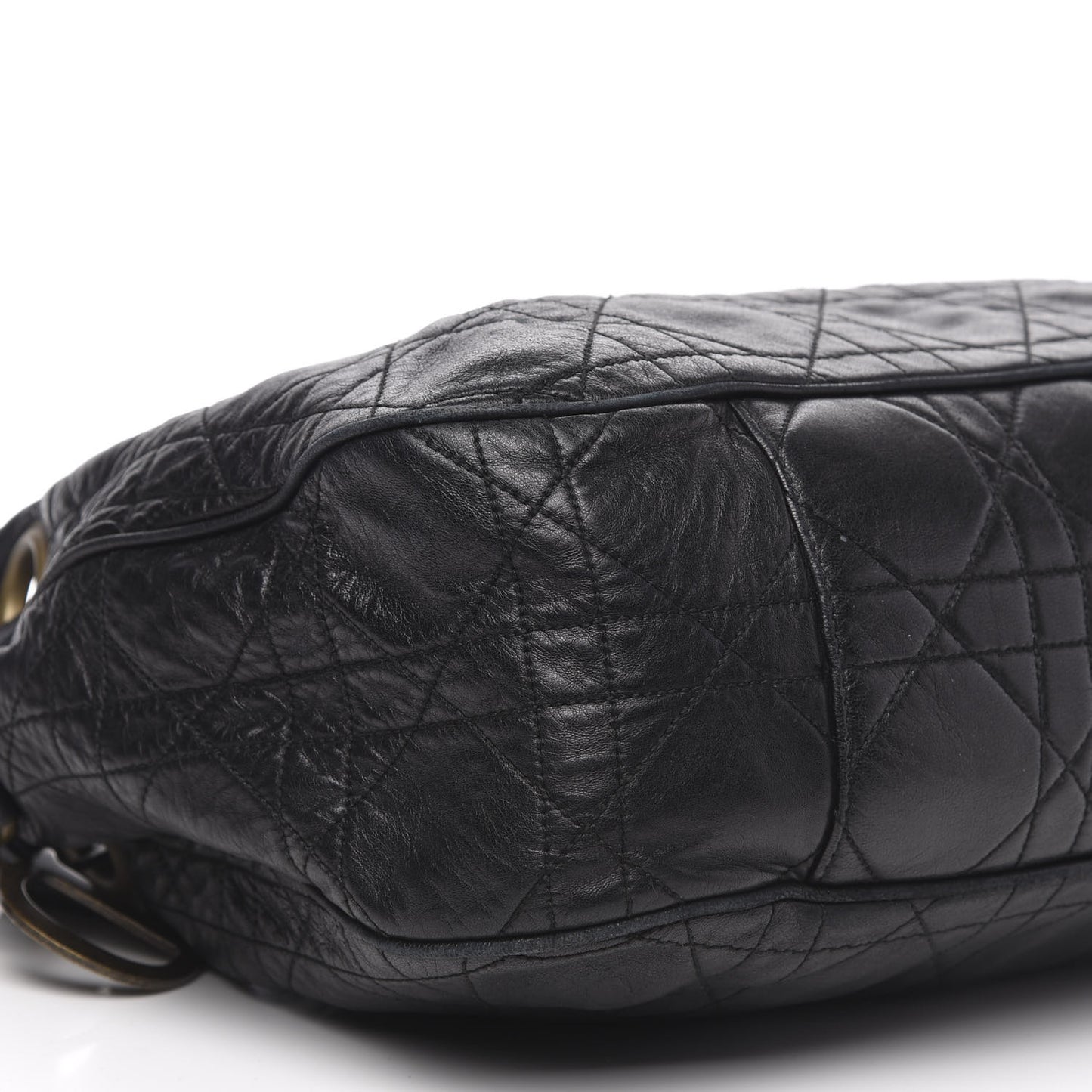 Lambskin Cannage Drawstring Bag Black
