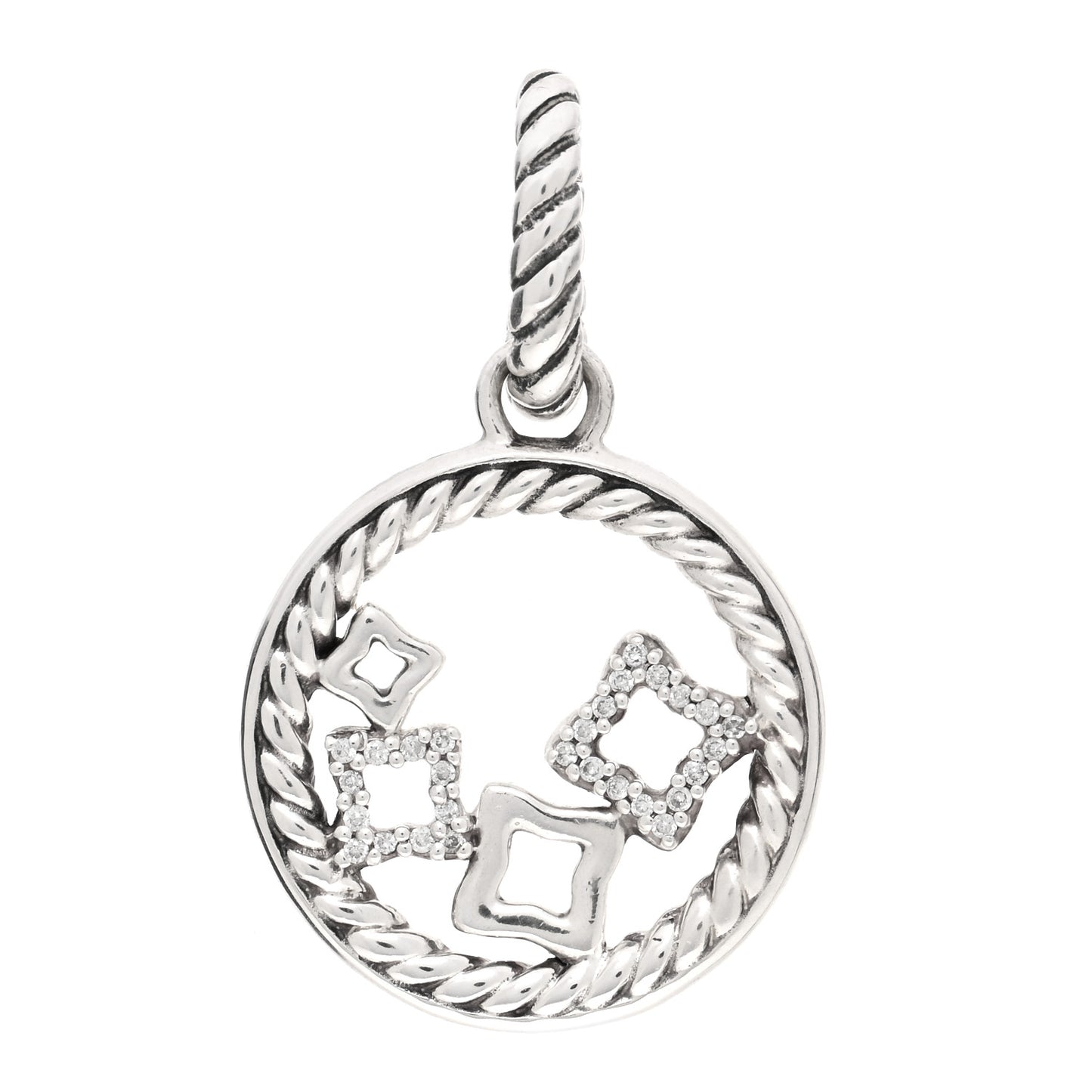Sterling Silver Diamond Small Quatrefoil Pendant