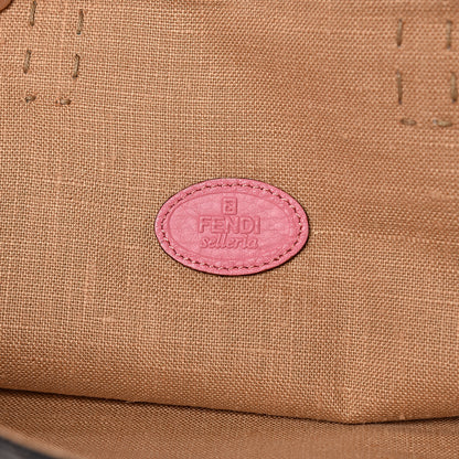Fendi Coated Canvas Calfskin Romano Selleria Borghese Print Special Shopping Tote Blue Rosa 6 of 22