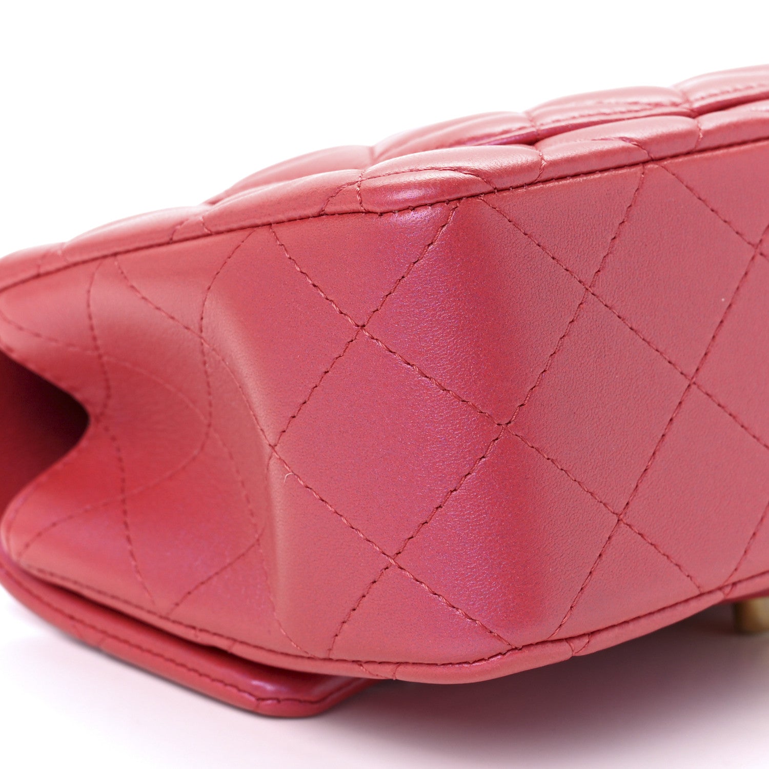 Chanel Iridescent Lambskin Quilted Mini Top Handle Rectangular Flap Red 11 of 13
