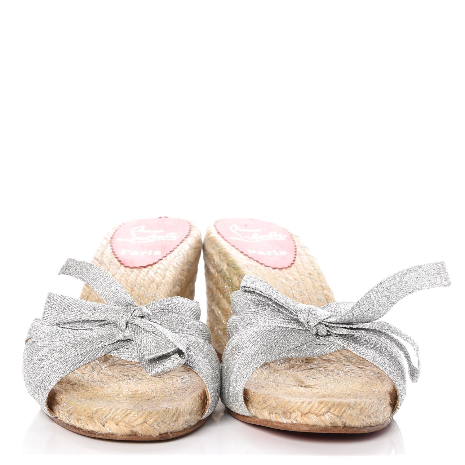 Christian Louboutin Grosgrain Tiburon Espadrille Wedges 41 Plata 2 of 8