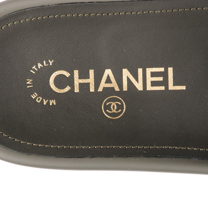 Chanel Lambskin Canvas Chain Flat Sandals 38 Khaki 7 of 7
