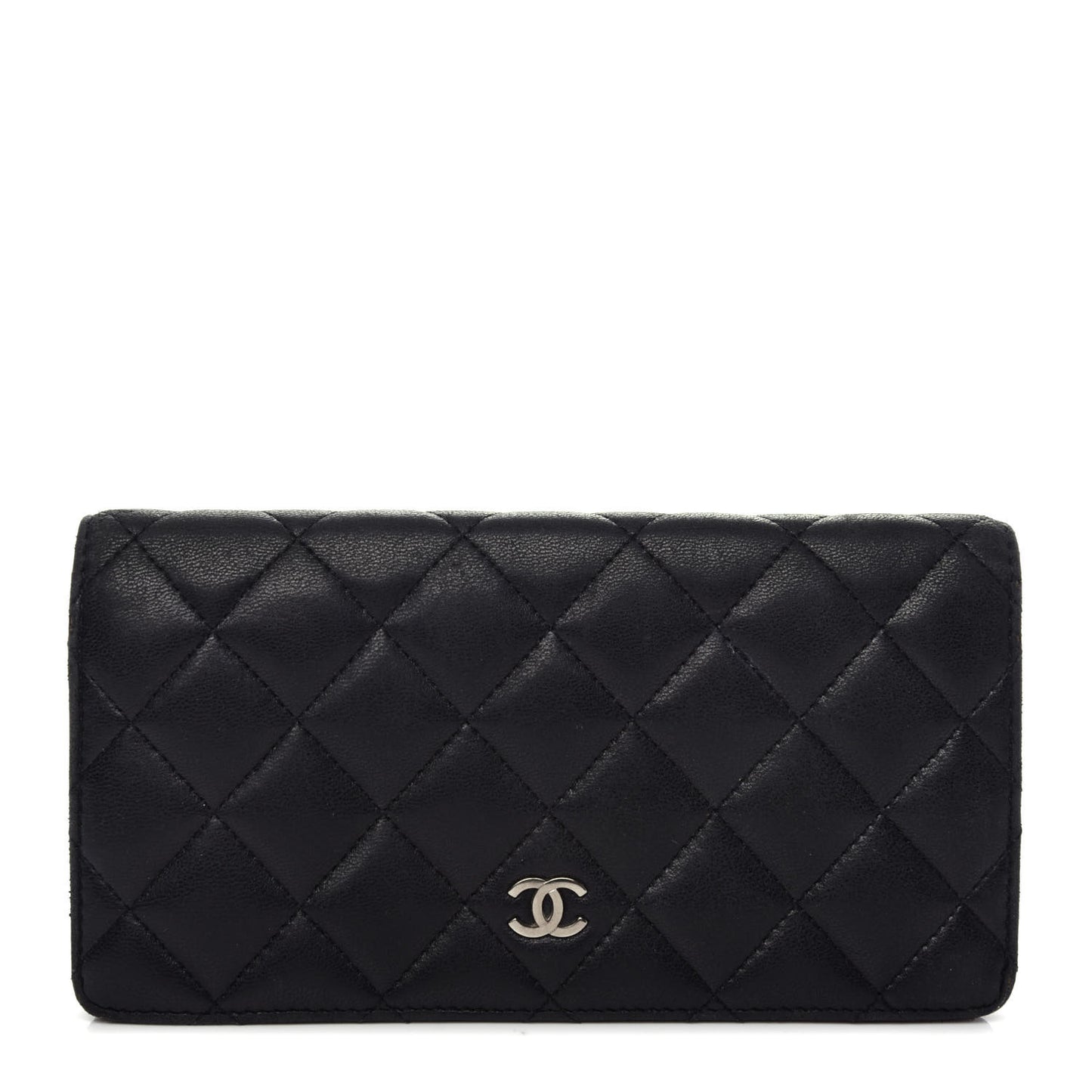 Lambskin Quilted Yen Wallet Black