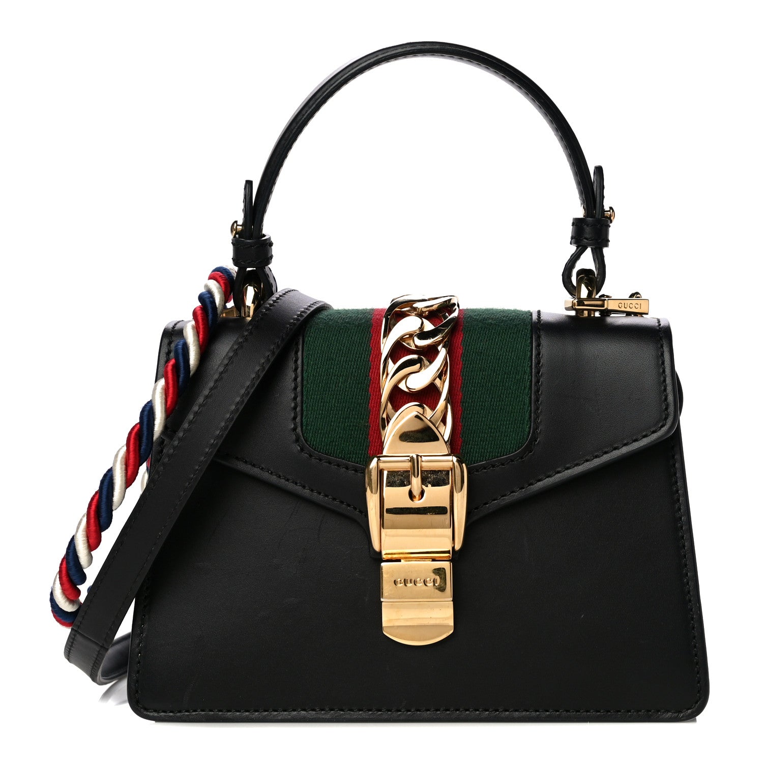 Gucci Calfskin Mini Sylvie Top Handle Bag Black 1 of 21