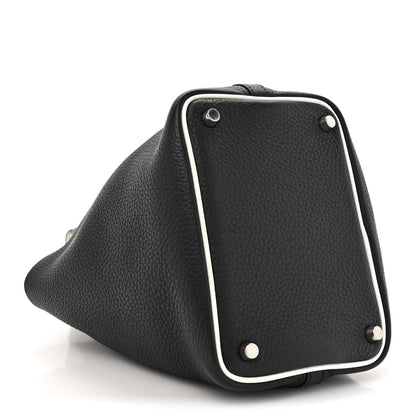 Hermes Taurillon Clemence Epsom Eclat Picotin 18 PM Black White 4 of 9