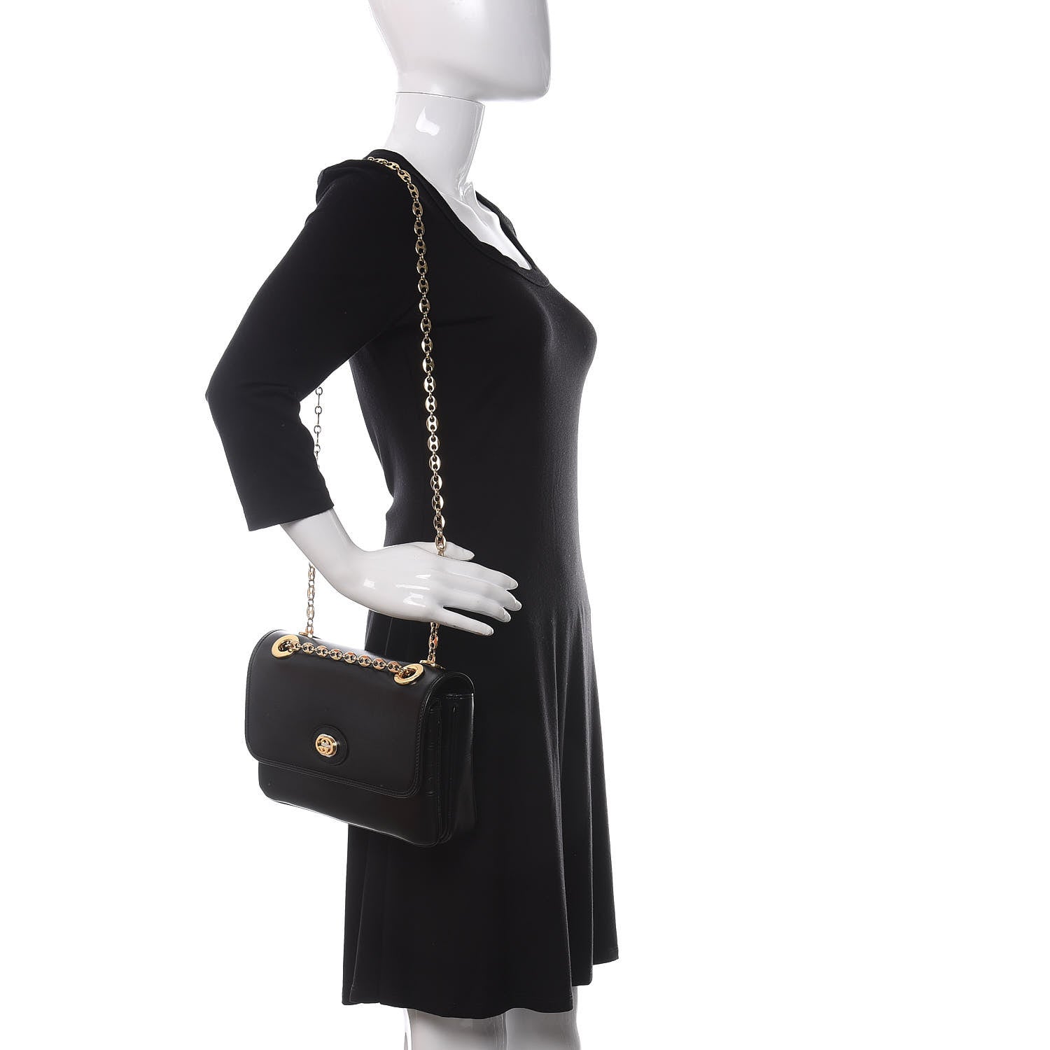 Gucci Azalea Calfskin Small Marina Chain Shoulder Bag Black 2 of 10