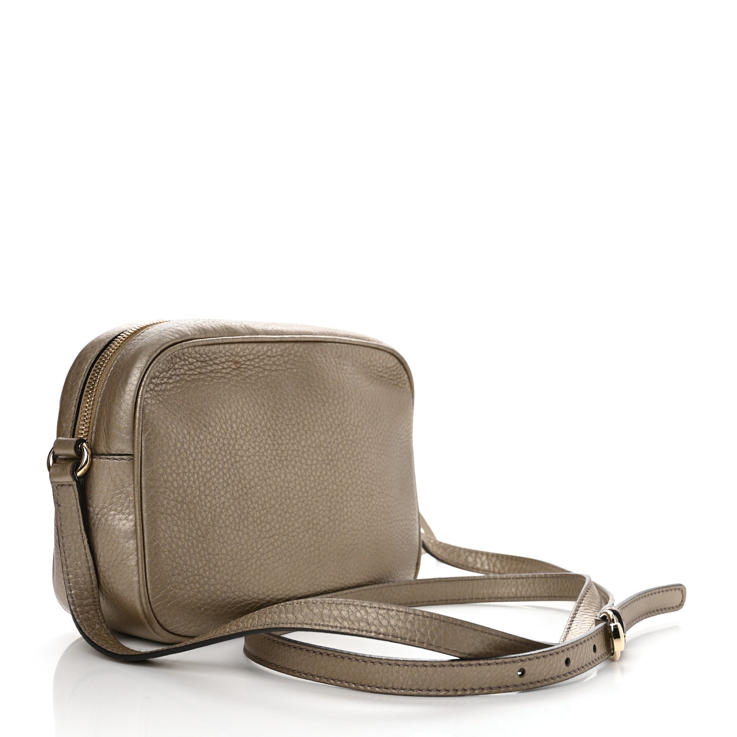 Metallic Pebbled Calfskin Small Soho Disco Bag Golden Beige