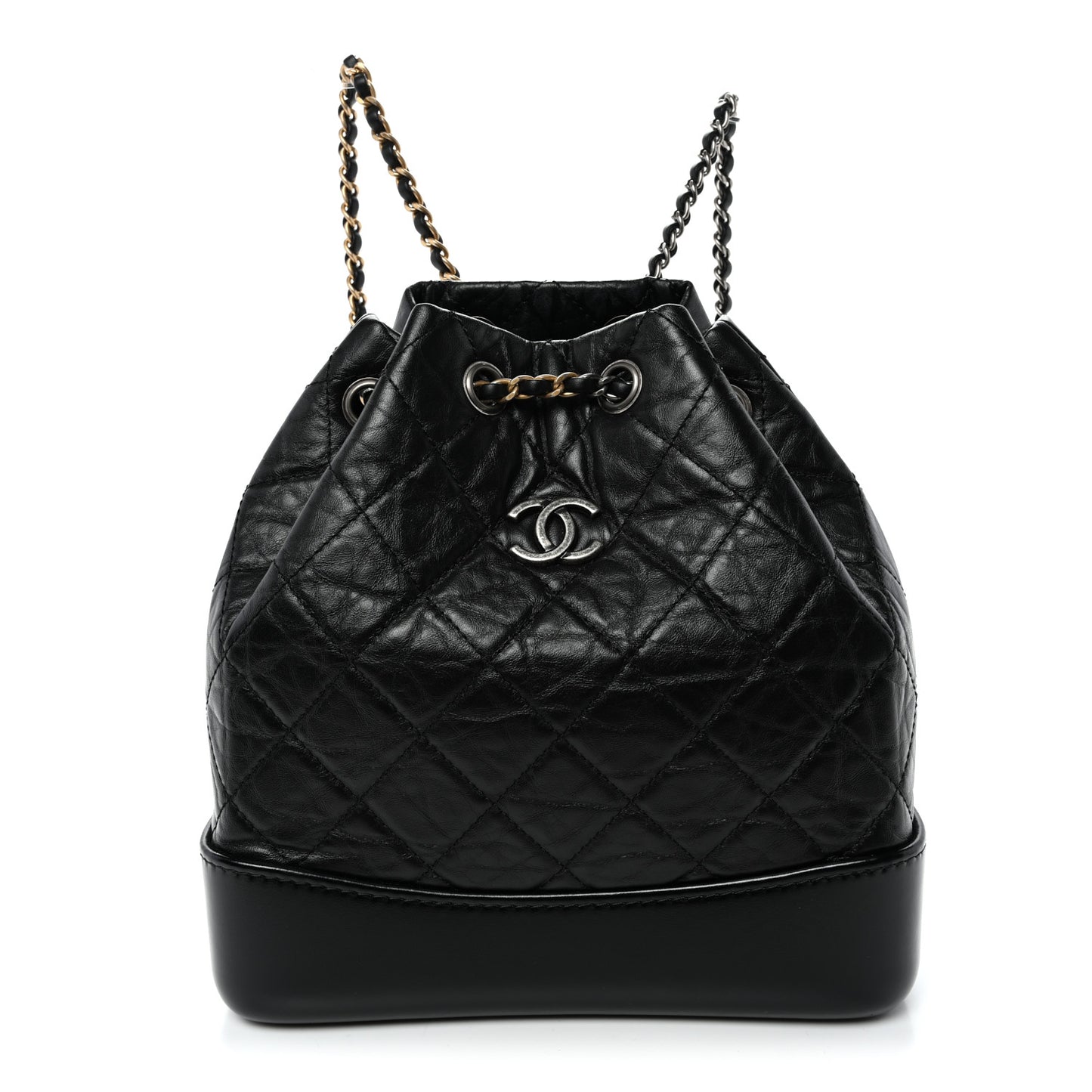 Aged Calfskin Quilted Small Gabrielle Backpack Black