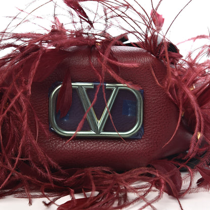 Valentino Garavani Calfskin Feather VLogo Bucket Bag Cerise 10 of 10