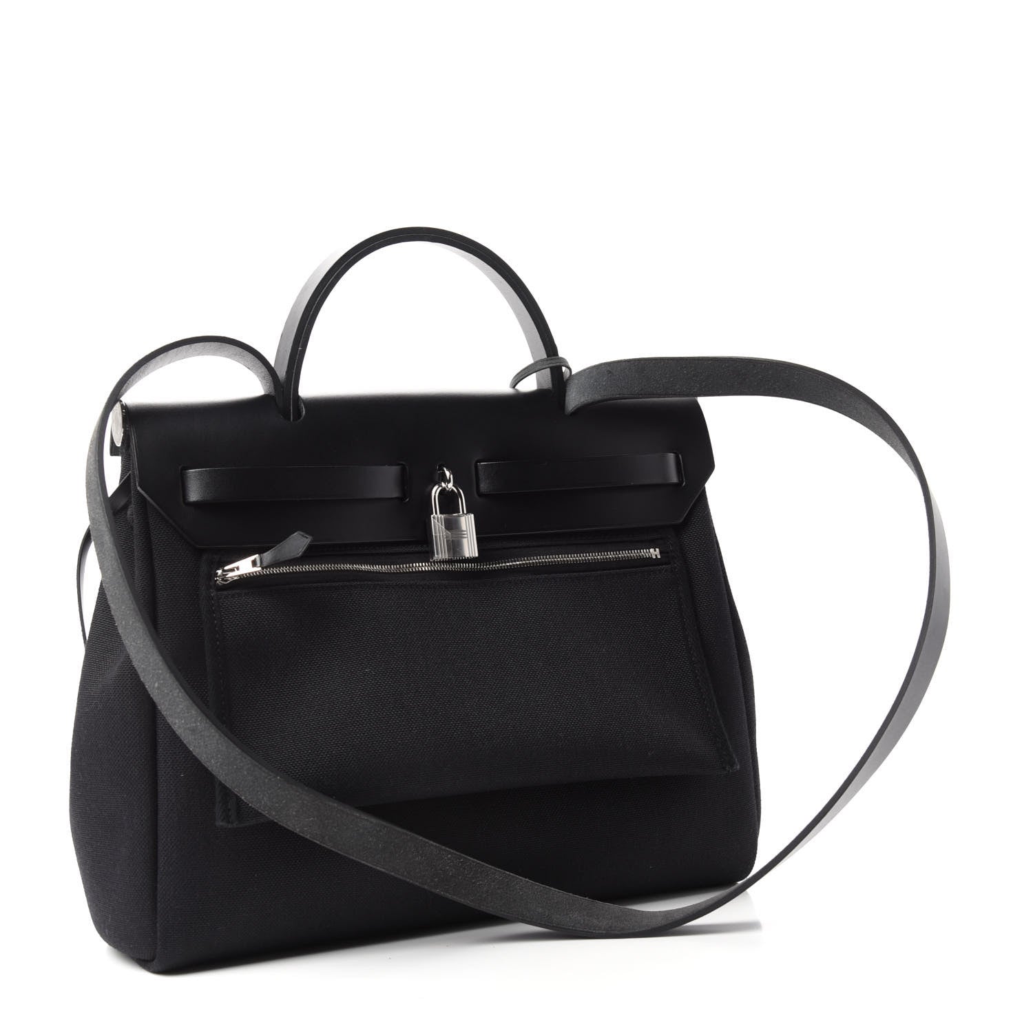 Hermes Military Toile Vache Hunter Herbag Zip PM 31 Black 3 of 10