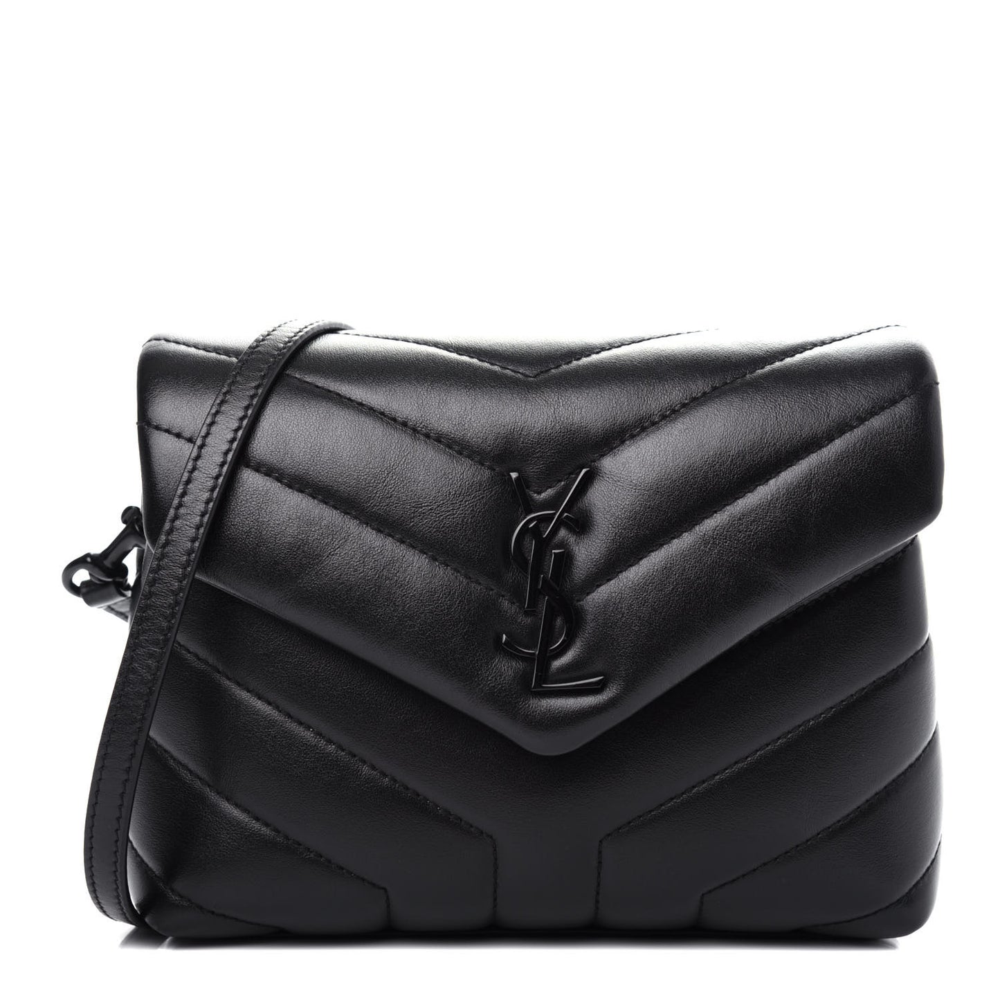Calfskin Y Quilted Monogram Toy Loulou Crossbody Bag Black