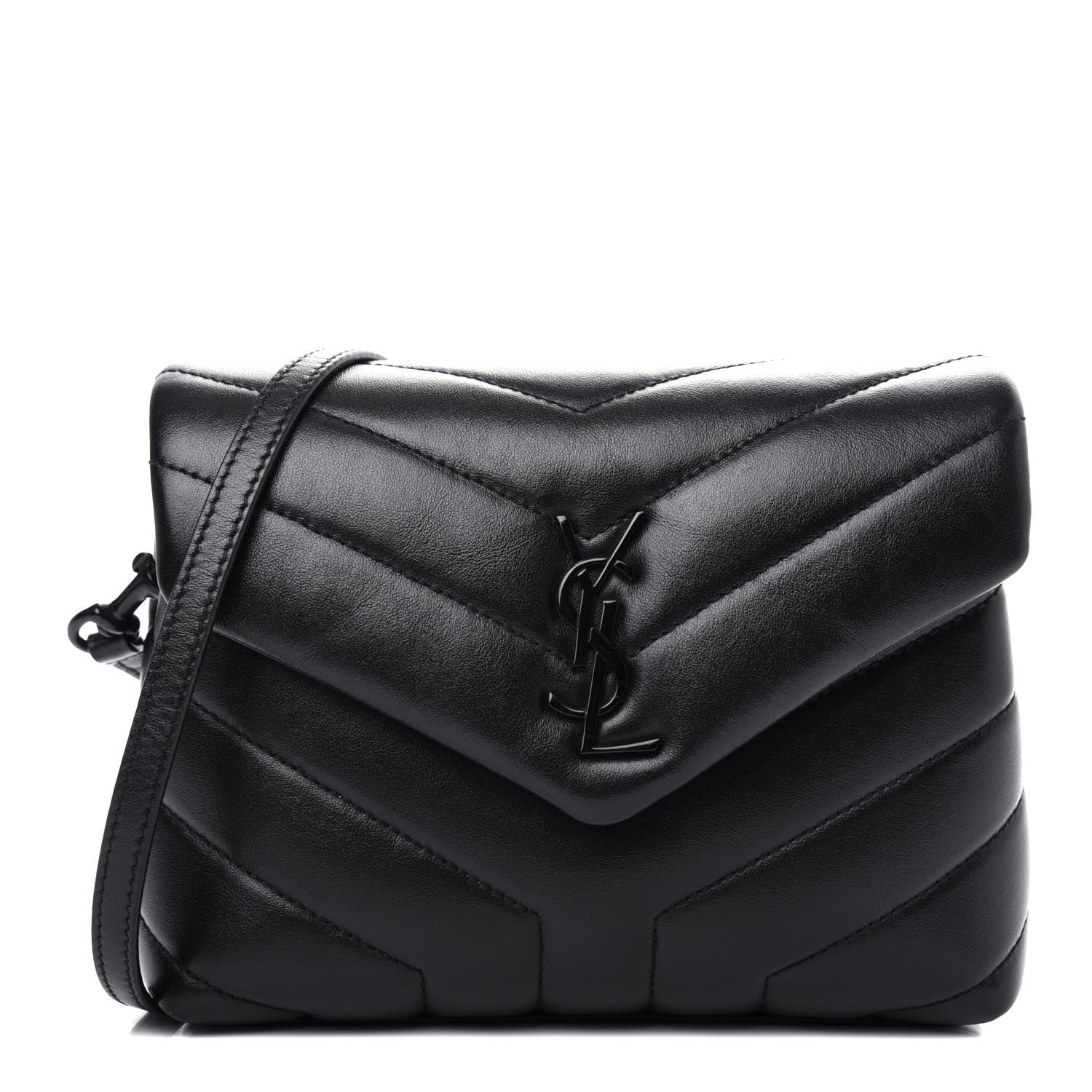 Saint Laurent Calfskin Y Quilted Monogram Toy Loulou Crossbody Bag Black 1 of 13