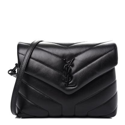 Saint Laurent Calfskin Y Quilted Monogram Toy Loulou Crossbody Bag Black 1 of 13