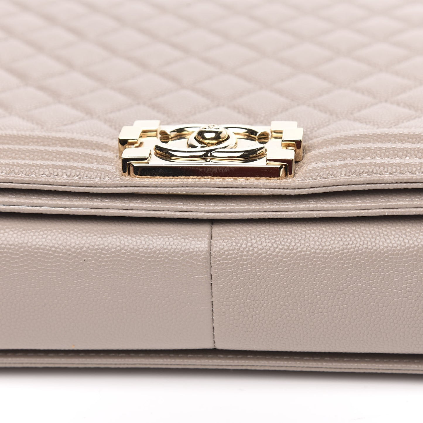 Caviar Quilted Large Boy Flap Beige
