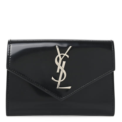 Saint Laurent Patent Calfskin Small Monogram Envelope Wallet Black 1 of 6