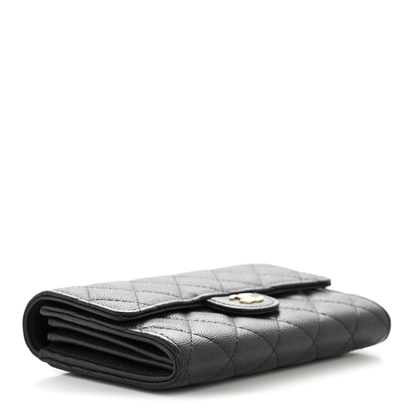Caviar Quilted Medium Flap Wallet Black