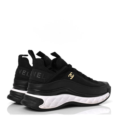 Chanel Velvet Calfskin Mixed Fibers CC Sneakers 38 Black 4 of 8