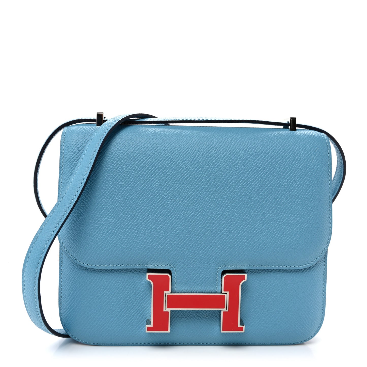 Epsom Enamel Constance 18 Bleu Du Nord Rouge de Coeur