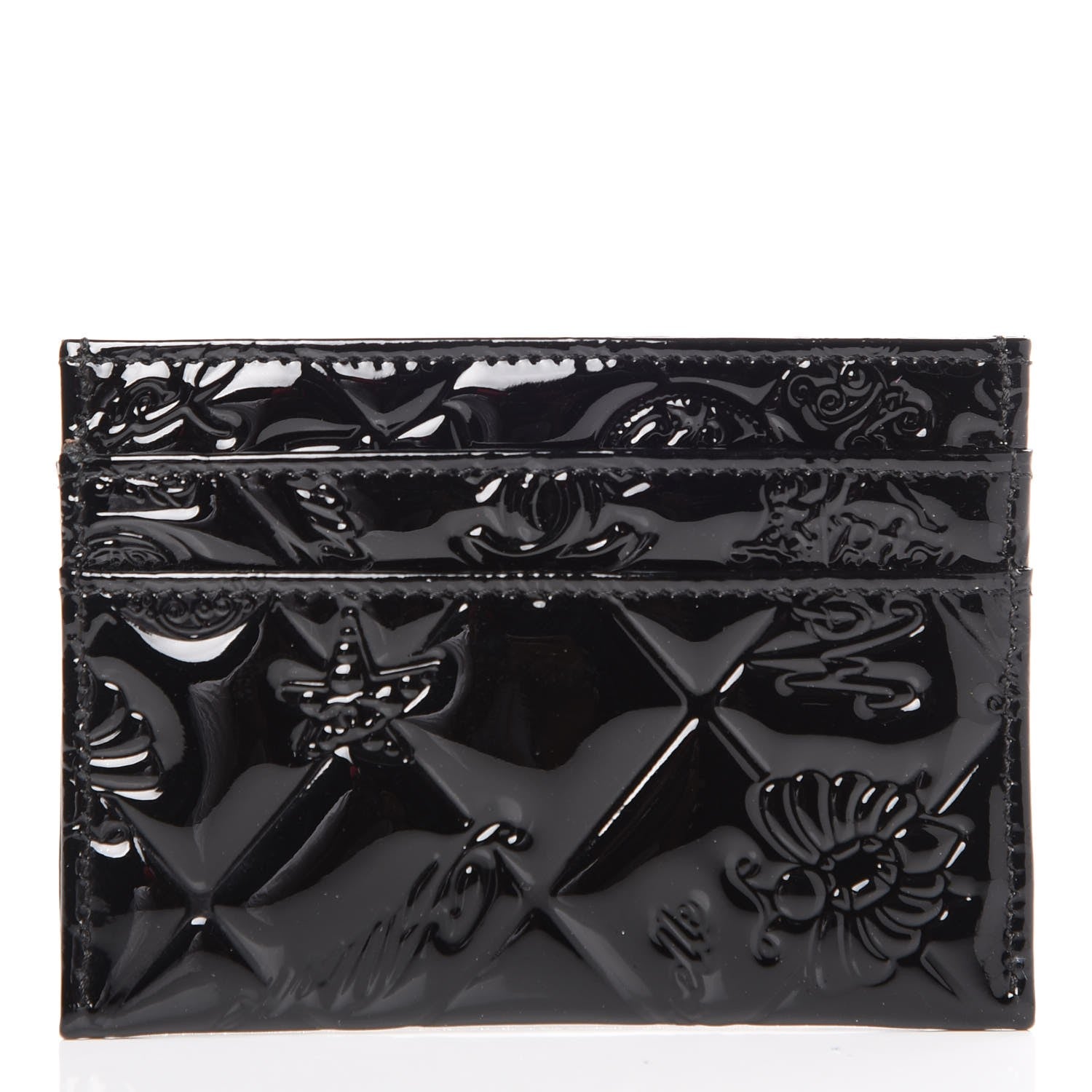Chanel Patent Calfskin Lucky Symbols Card Holder Case Black 1 of 8