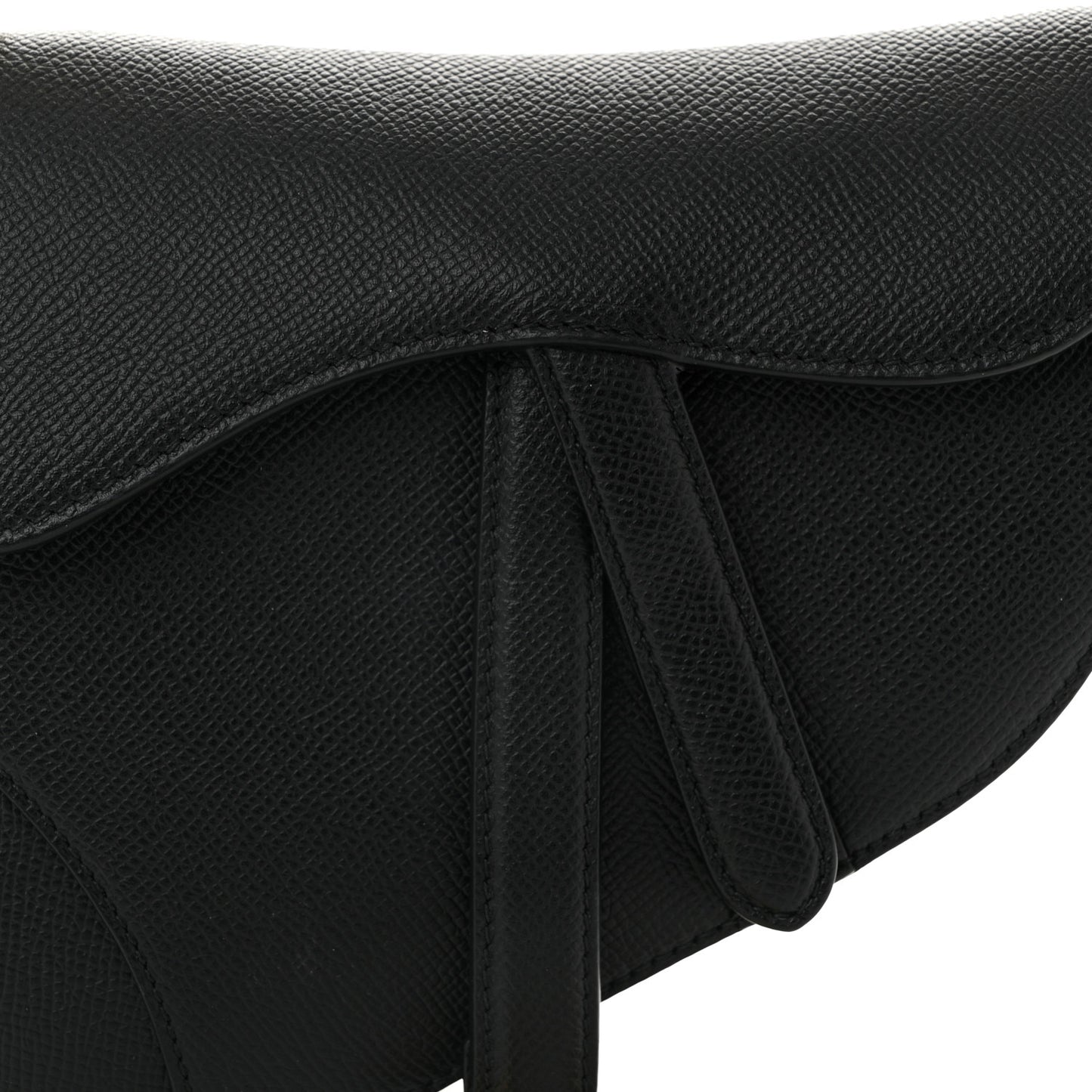 Grained Calfskin Mini Saddle Bag Black