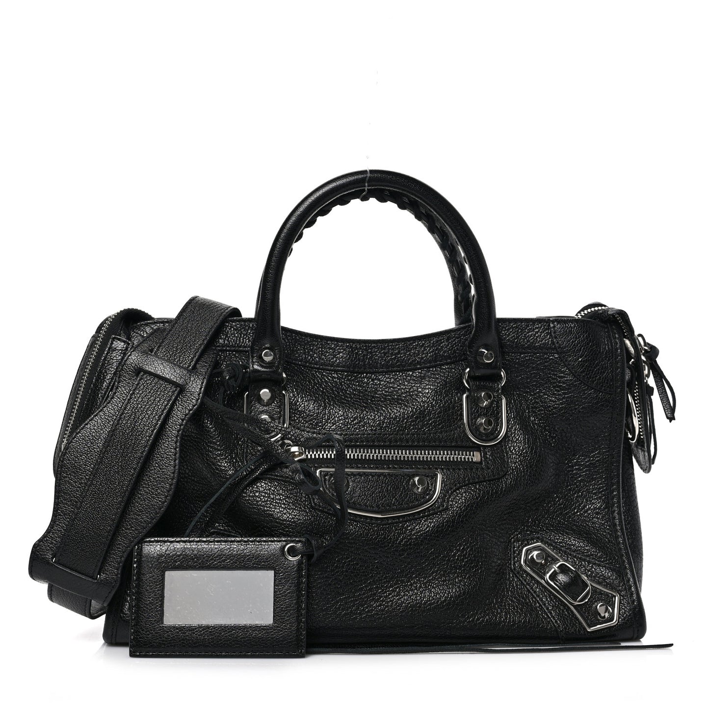 Chevre Silver Metallic Edge Hardware S City Black