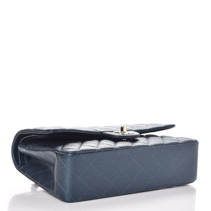 Chanel Metallic Caviar Quilted Medium Double Flap Dark Blue 5 of 8