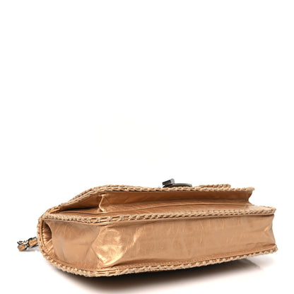 Chanel Metallic Calfskin Chocolate Bar Whipstitch Mademoiselle Flap Beige 4 of 11