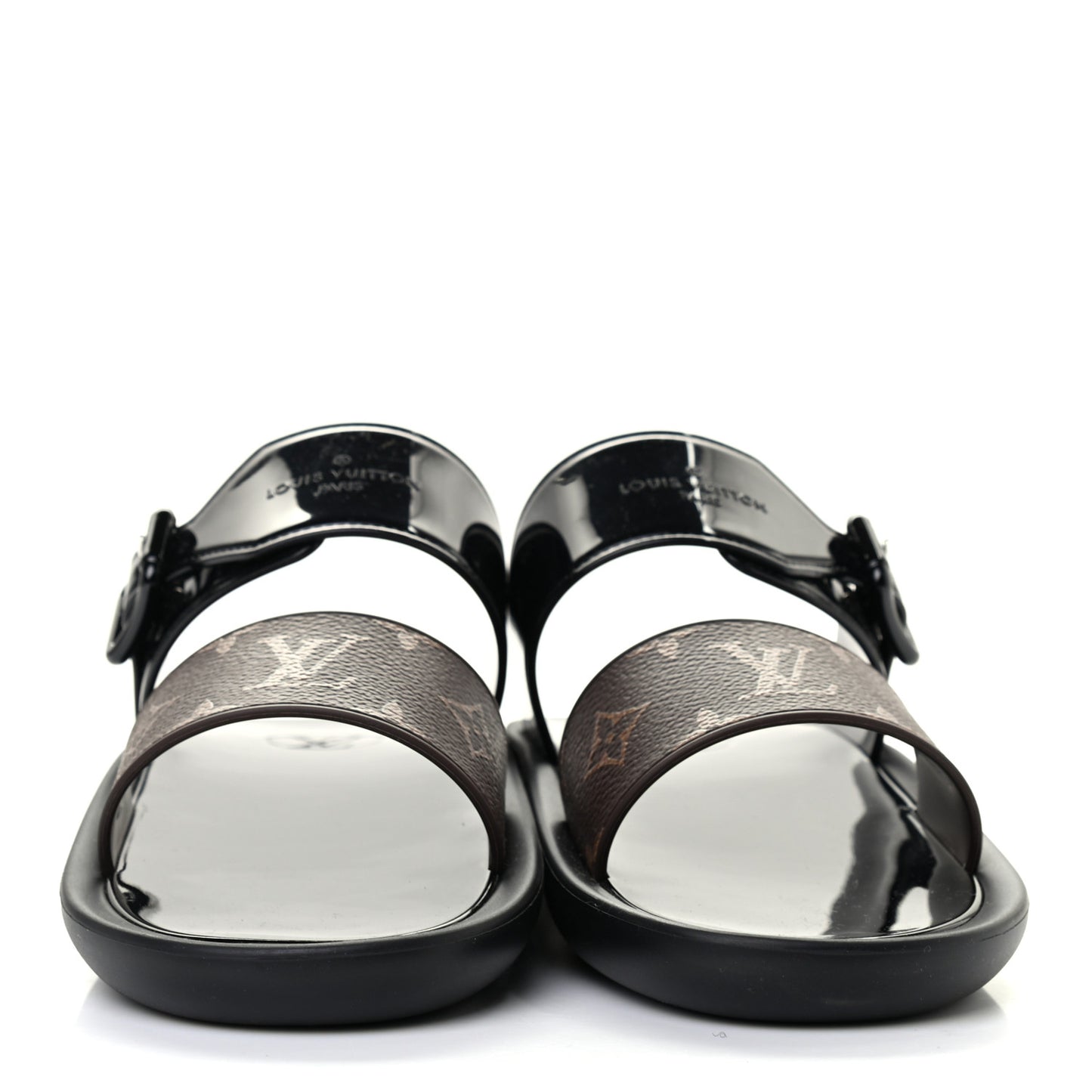 Monogram Sunbath Flat Mule Sandals 38 Black