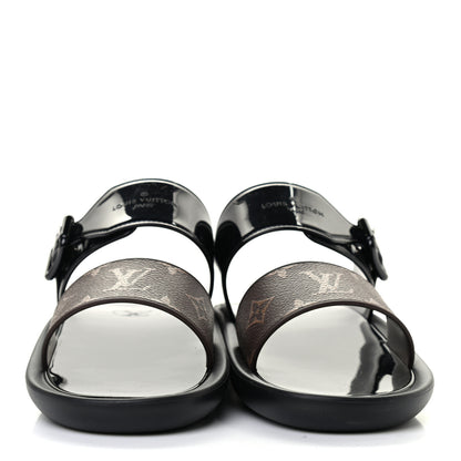 Louis Vuitton Monogram Sunbath Flat Mule Sandals 38 Black 2 of 7