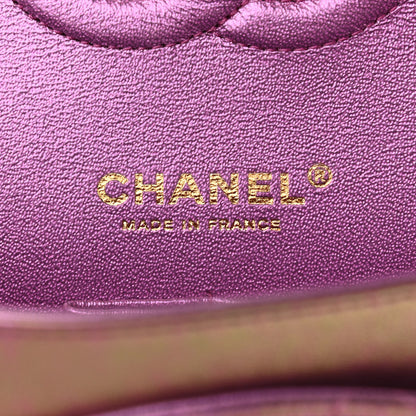 Chanel Iridescent Lambskin Quilted Medium Double Flap Purple 8 of 9