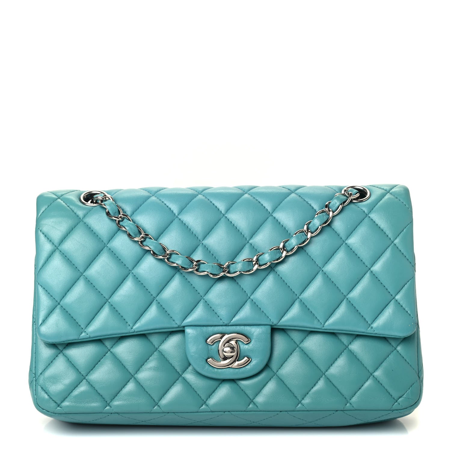 Chanel Lambskin Quilted Medium Double Flap Turquoise 1 of 4