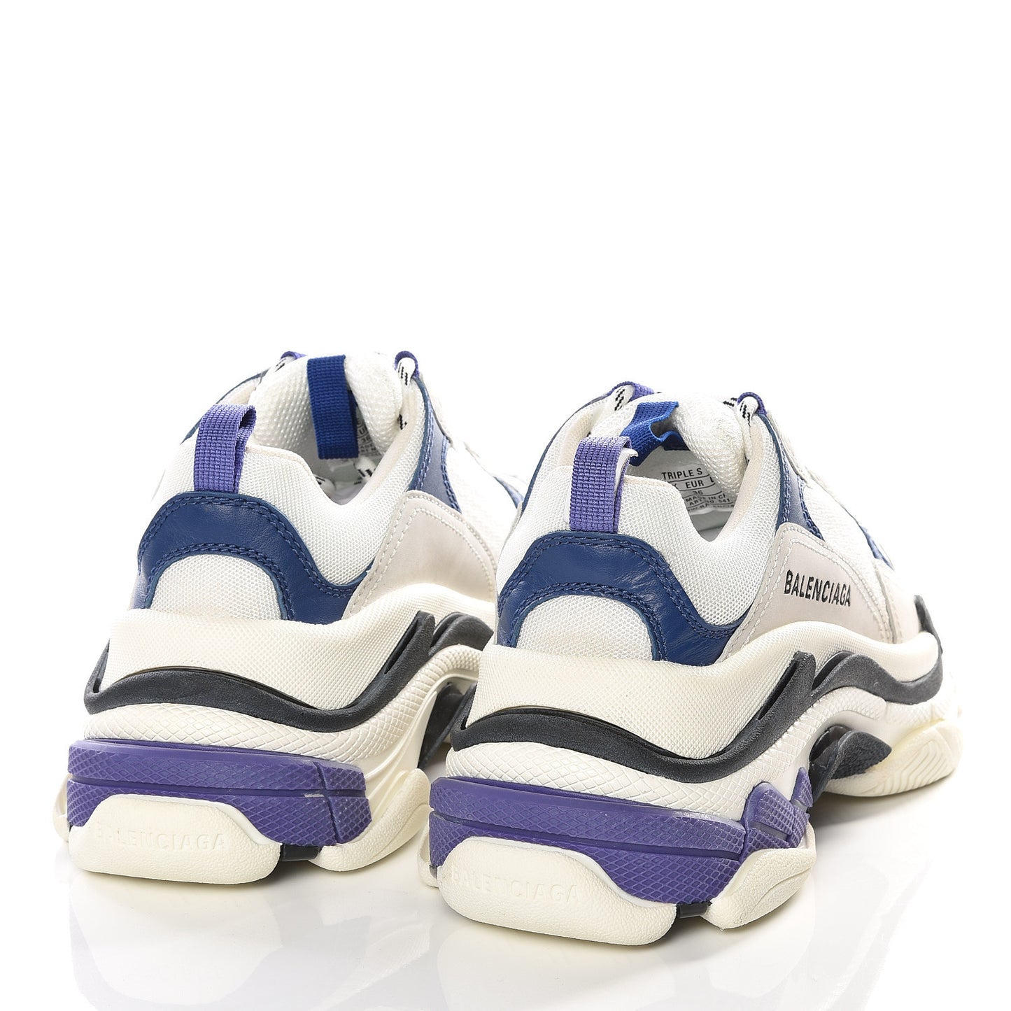 Mesh Nubuck Womens Triple S Sneakers 36 White Bleu Violet