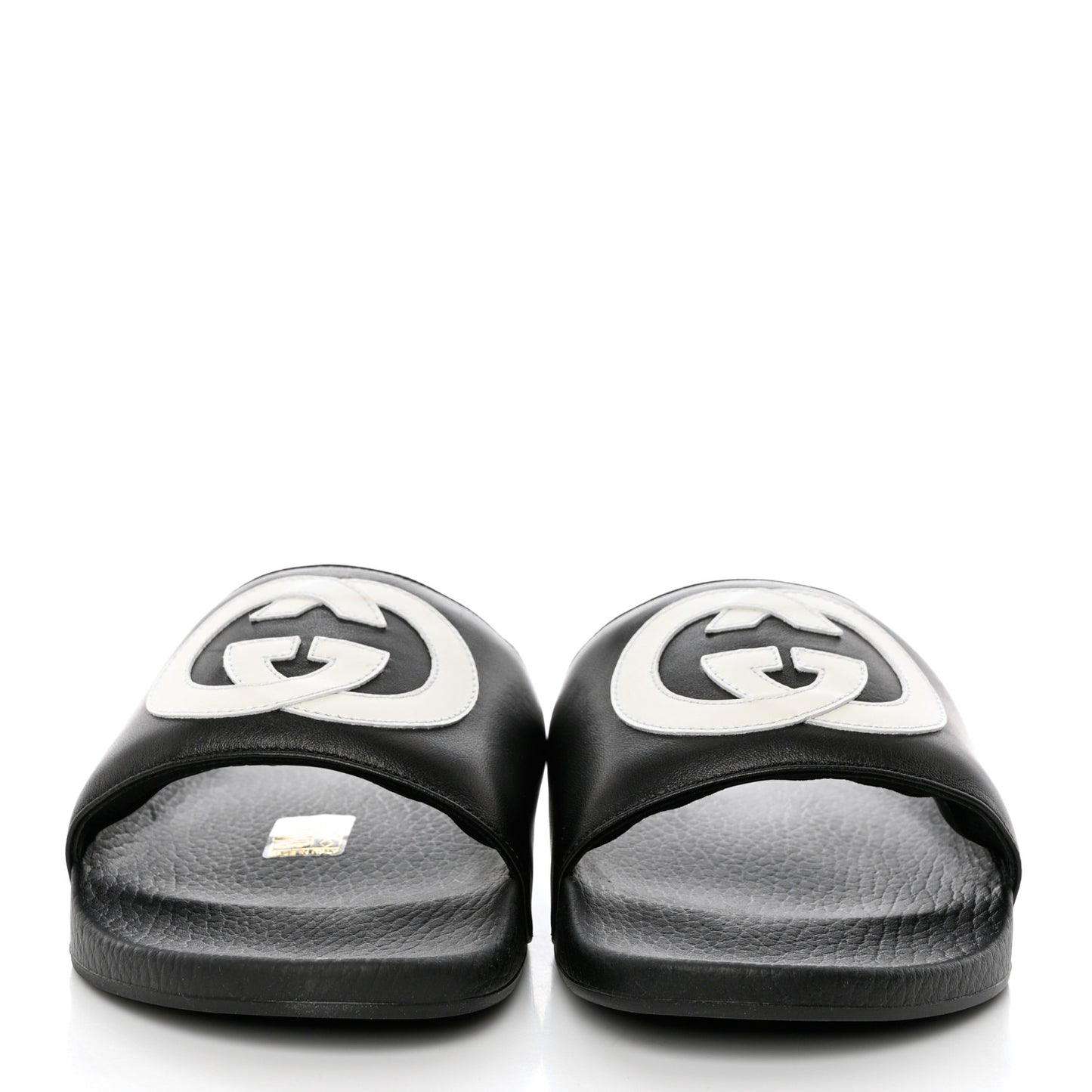 Nappa Miro Soft Calfskin Interlocking G Mens Slide Sandals 9 Black White