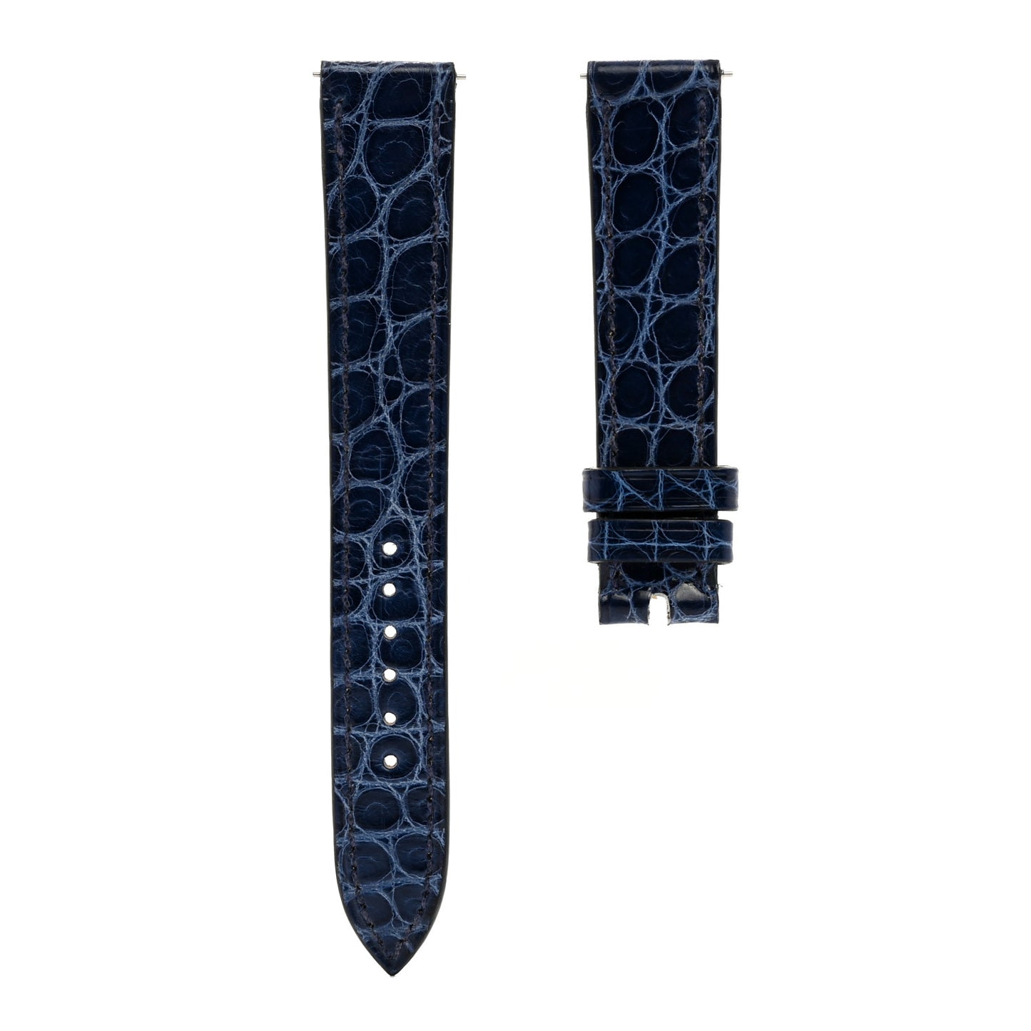 Shiny Alligator Heure H Hour Watch Strap Bleu Roi