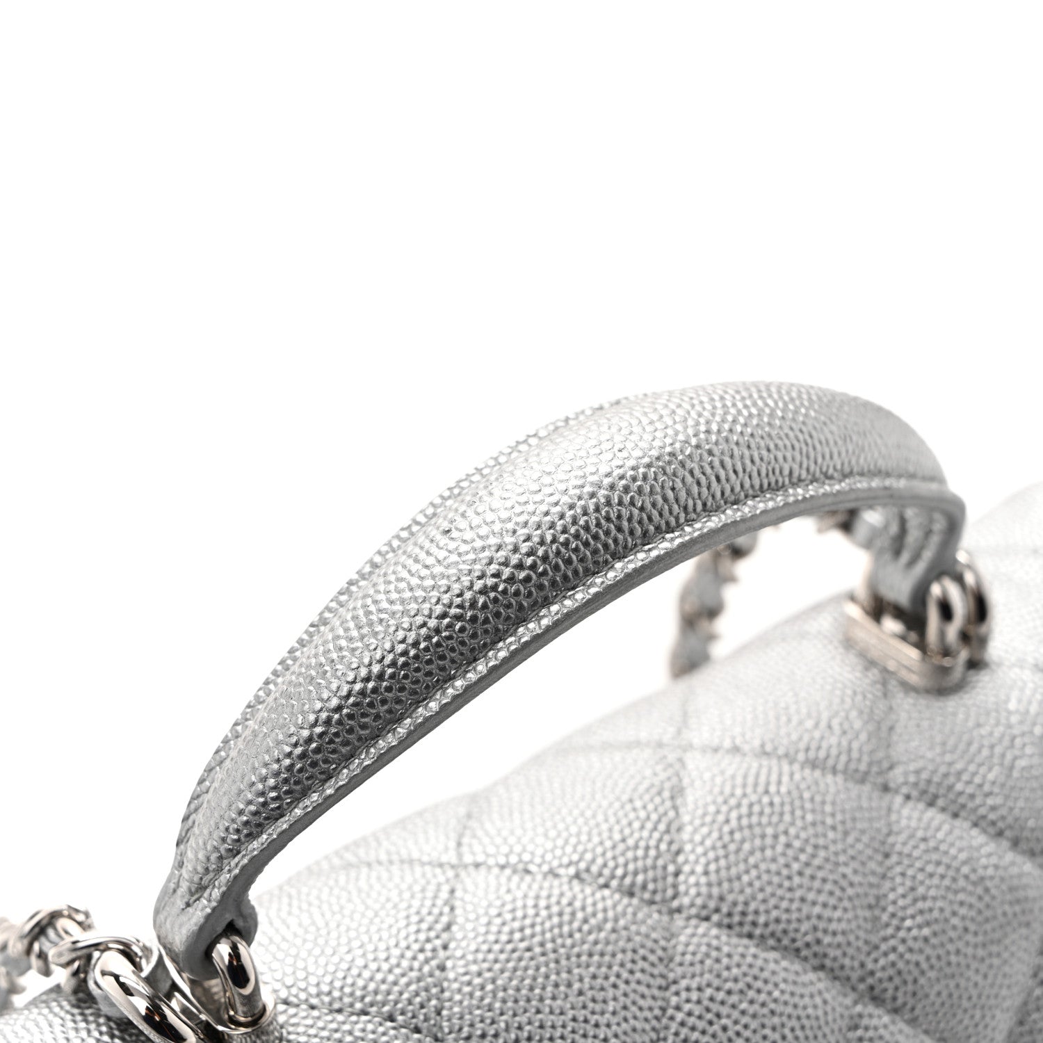 Chanel Metallic Caviar Quilted Mini Top Handle Rectangular Flap Silver 11 of 11