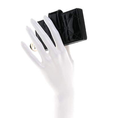 Christian Dior Patent Cannage Lady Dior 5-Gusset Card Holder Black 2 of 9