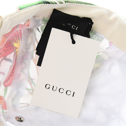 Gucci Silk PVC Flora Print Baseball Cap White Multicolor 10 of 10