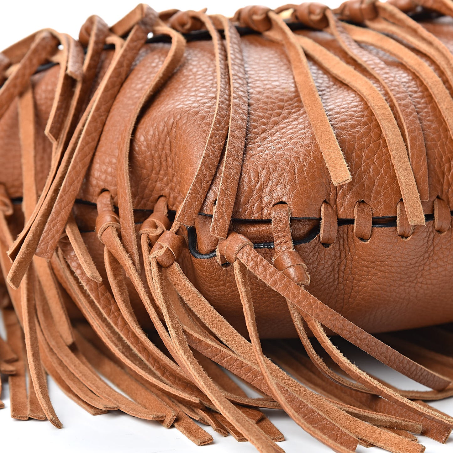 Grained Calfskin C-Rockee Fringe Hobo Light Cuir