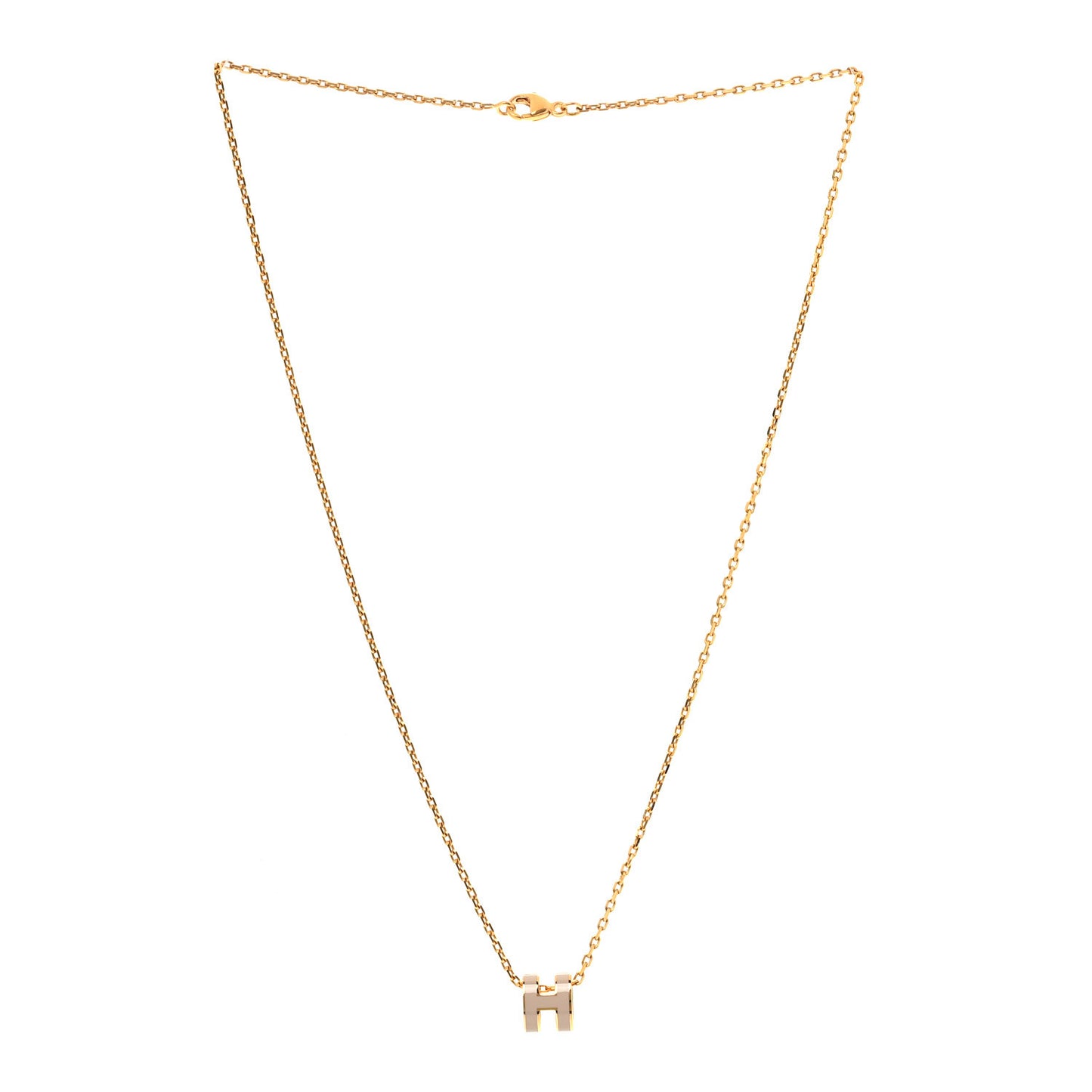 Lacquered Gold Mini Pop H Pendant Necklace Marron Glace