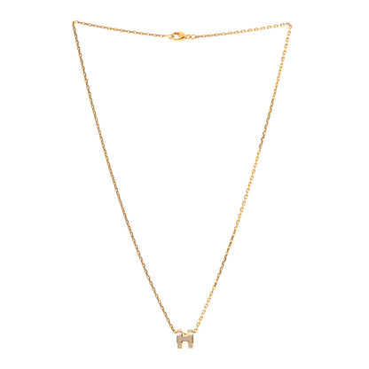 Hermes Lacquered Gold Mini Pop H Pendant Necklace Marron Glace 3 of 3