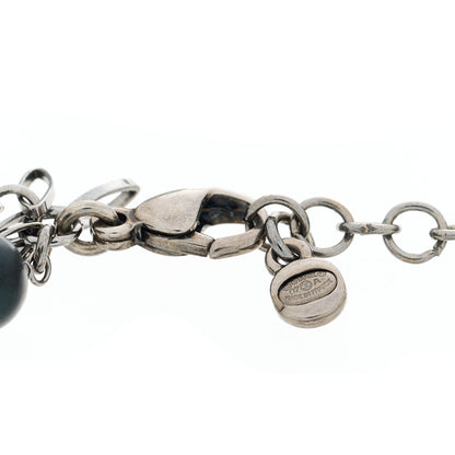Chanel Pearl Bead Resin Glitter CC Charm Bracelet Black 3 of 3