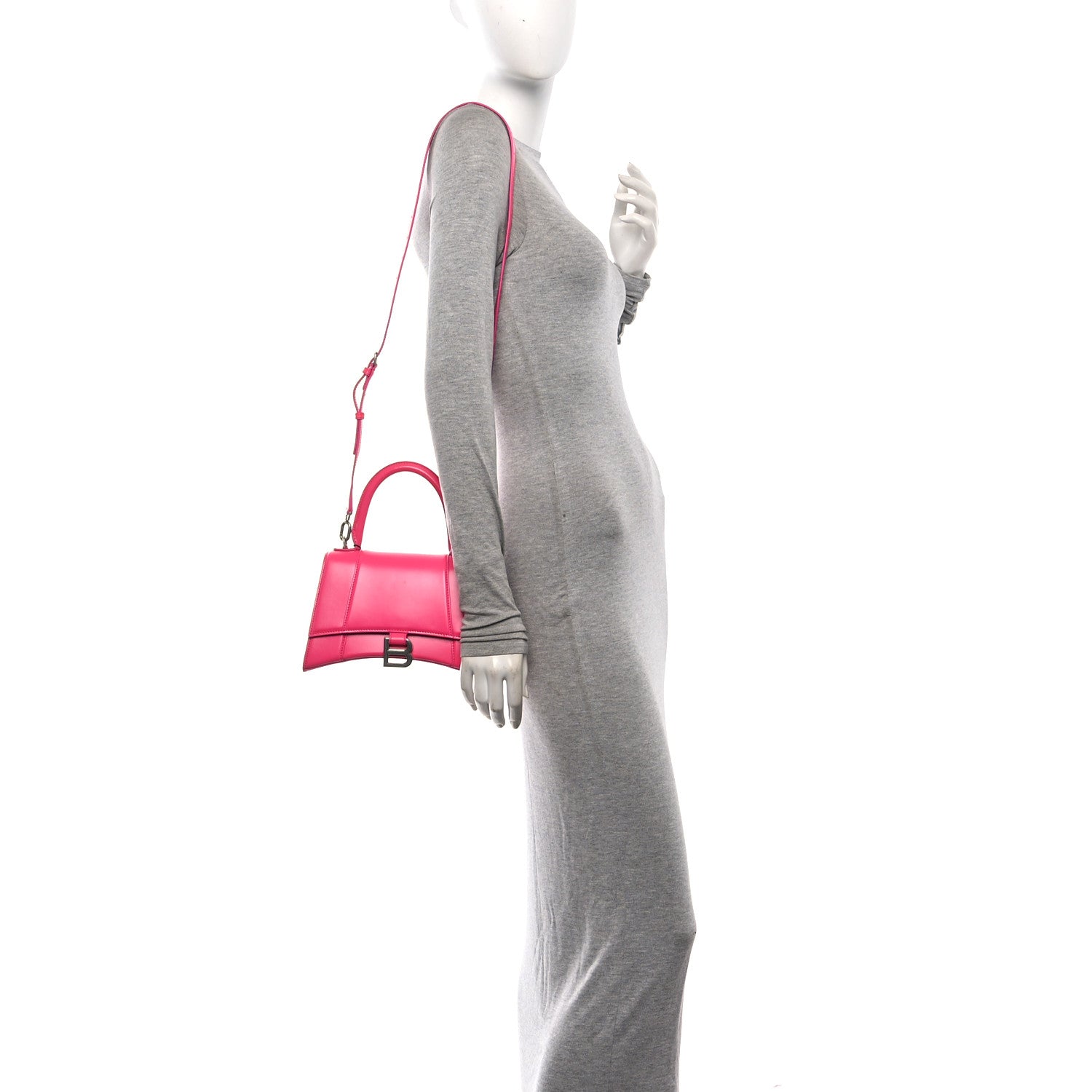 Balenciaga Shiny Box Calfskin Small Hourglass Top Handle Bag Acid Fuchsia 2 of 10